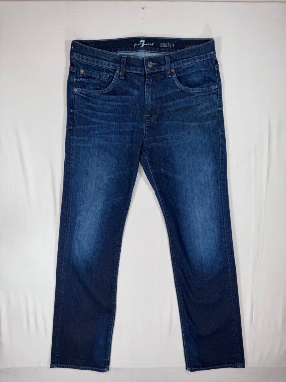 7 For All Mankind Jeans Austyn Dark Wash 32 32x32 Relaxed Straight Leg Denim USA